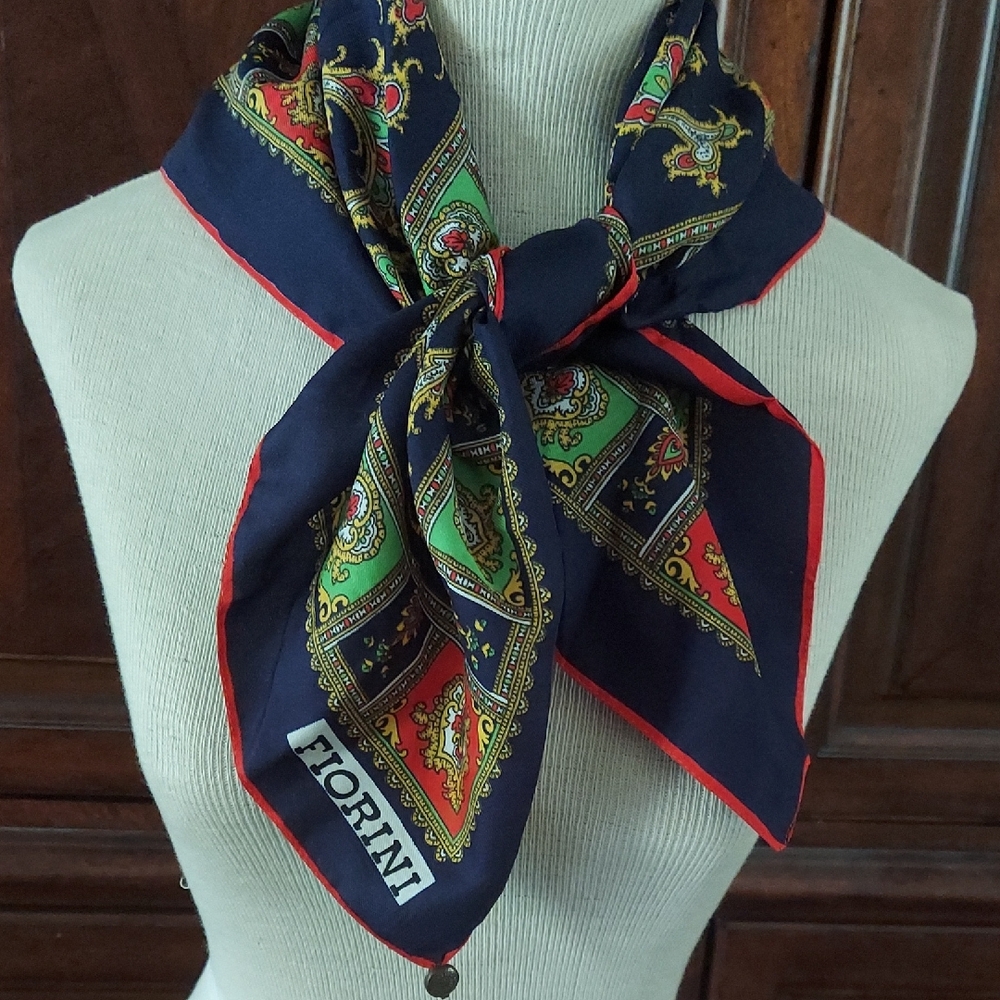 Vintage FIORINI Multicolor Silk Scarf - 26X26